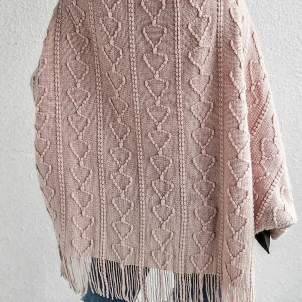 Pink vegan fur fringe detail open front card - Picture 5 of 5